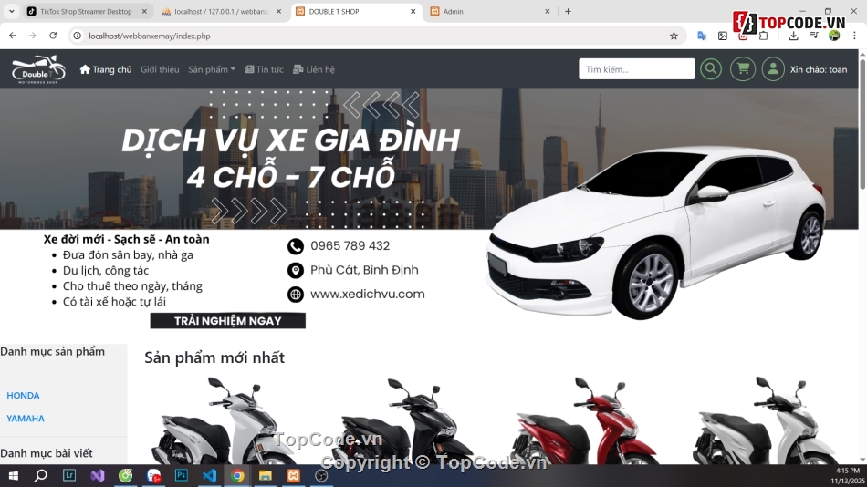 bán xe máy,Web Bán Hàng PHP & MYSQL,xe máy